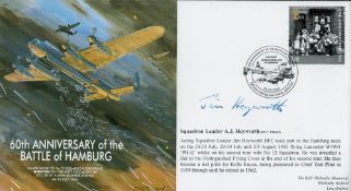 WW2 Sqn Ldr Jim Heyworth DFC Signed 60th anniversary of the Battle of Hamburg FDC. 128 of 200 Covers