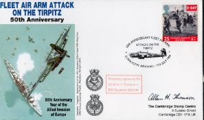 WW2 P O Allan H Thompson of 830 Sqn Signed Fleet Air Arm Attack on Tirpitz 50th Anniversary FDC. 5