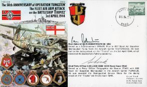 WW2 Rear Ad IGW Robertson and Chief Petty Off SW Lock Signed 50th Anniv of Operation Tungsten The
