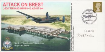 WW2 Major Nick Knilans DSO DFC Signed Attack on Brest- Uboat Pens and Shipping FDC. 1 of 1 Covers