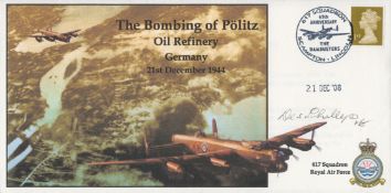 WW2 F E Des Phillips of 617 Sqn Signed Bombing of Politz Oil Refinery 21. 12. 1944 FDC. 6 of 12