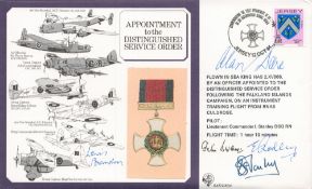 DM4 DSO Cover Signed 5 holders, signed Lt Cdr I Stanley DSO pilot. The Falkland Islands Campaign,