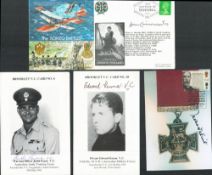 RAF VC Winner Collection of 4 Autographs on Brooklet Cards, FDC and Postcard. Brooklet Card No 28