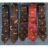 RAF Collection of 5 Various Squadron Ties, 1 Unused. Fantastic Ties, 4 Navy Colour 1 Burgundy