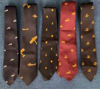 RAF Collection of 5 Various Squadron Ties, 1 Unused. Fantastic Ties, 4 Navy Colour 1 Burgundy