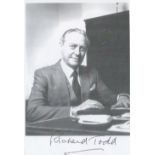 Dambusters Actor Richard Todd Personally signed 6x4 Black and White printed Photo showing Todd