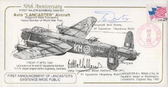 WW2 Wg Cdr Brian Hallows OBE DFC and Sergeant Bert Dowy of 44th Squadron Signed 50th Anniv of 1st