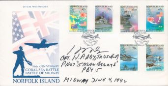Norfolk Island Battle of Medway Signed H Ady US Pilot in the action at Midway 4 May 1992 Norfolk
