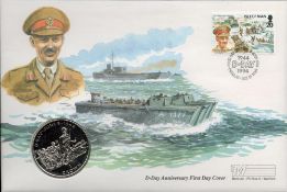 WW2 D-Day Anniversary First Day Coin Cover. 1 Crown Coin. Isle of Man Stamp with 6th June 1994