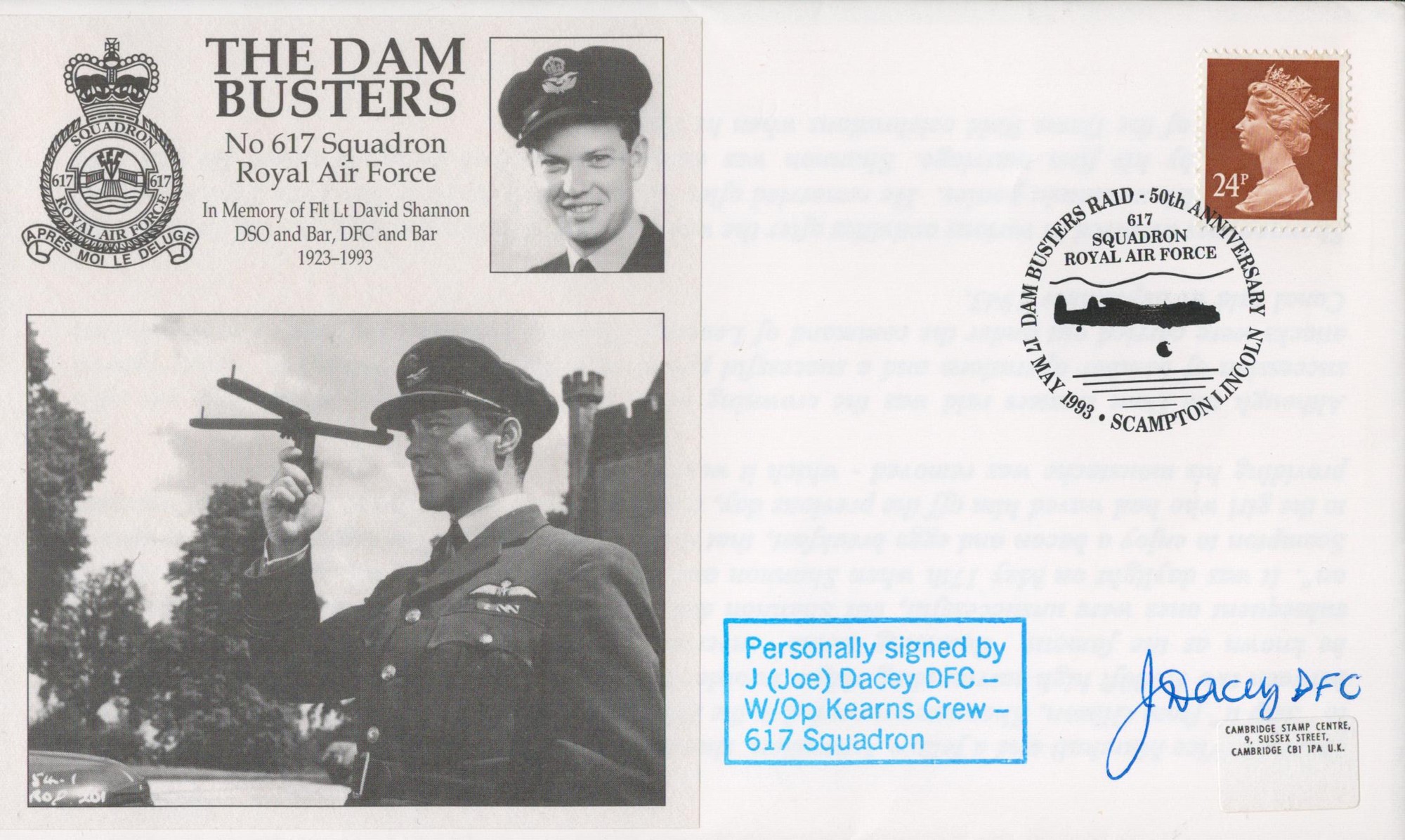 WW2 Joe Dacey DFC (Wireless Op Kearn's Crew) Signed The Dambusters FDC. 39 of 40 Covers Issued.