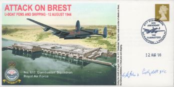 WW2 Sqn Ldr John V Cockshott DFC Signed Attack on Brest- Uboat Pens and Shipping FDC. 5 of 19 Covers
