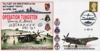 WW2 Professor David A Brown Signed Operation Tungsten 3rd April 1944 FDC. Brown Served with RNZNVR