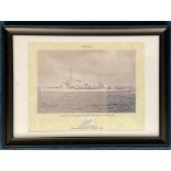 A4 Framed black white photograph of ‘HMS Ajax’ famous for her part in the Battle of the River Plate,