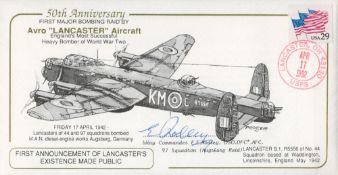 WW2 Wg Cdr EE Rodley DSO DFC AFC Signed 50th Anniv of 1st Major Bombing Raid FDC. 36 of 92 Covers