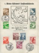1938 Souvenir Sheet 26 3 1939 Winter Relief Fund with set of 9 Stamps. Commemorating the union of