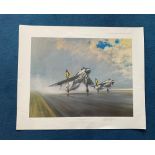 WWII, Thunder and Lightnings print signed by Gerald Coulson. Approx 26x21, this is limited edition