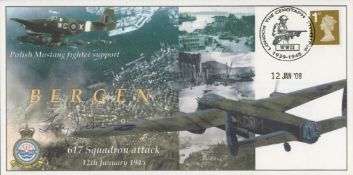 WW2 Sqn Ldr Tony Iveson Signed Bergen- 617 Sqn Attack 12th Jan 1945 FDC. 6 of 20 Covers Issued.