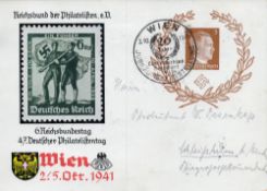 6th National Day of the league of German Philatelists 3rd October 1941 Wien Postmark on the front