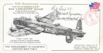 50th Anniv 1st Major Bombing Raid Lancaster Signed Flt Lt William ( Bill ) Reid VC 61 Squadron