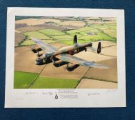 WW2 Multi Signed Jim Dooley Colour 24x20 70th anniversary of 617 Squadron Dambusters Print.