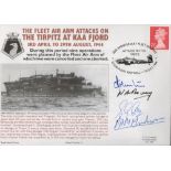 WW2 4 HMS Furious Personel Signed Fleet Air Arm Attacks on The Tirpitz at KAA Fjord FDC. Signed by