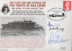 WW2 4 HMS Furious Personel Signed Fleet Air Arm Attacks on The Tirpitz at KAA Fjord FDC. Signed by