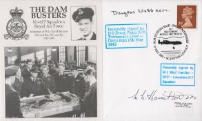 WW2 Mac Hamilton DFC and Doug Webb DFM Signed The Dambusters FDC. 7 of 40 Covers Issued. British 24p