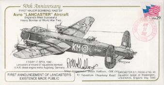 WW2 Wg Cdr Brian Hallows OBE DFC Signed 50th Anniv of 1st Major Bombing Raid FDC. 19 of 92 Covers