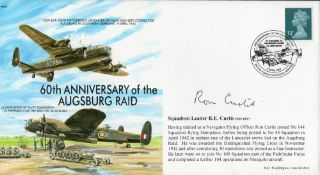 WW2 Sqn Ldr Ron Curtis DSO Signed 60th anniv of the Augsburg Raid MF2 FDC. 32 of 75 Covers Issued.