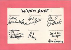 Music Warm Dust 12x8 overall multi signed signature piece includes all six original group members