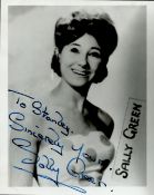 TV Film Sally Green Signed 5x4 black and white photo. Dedicated. Signed in navy fountain pen.