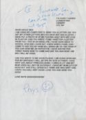 Historic Reggie Kray, typed letter signed by his friend Rhys, aged 9. This letter features