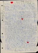 Historic Handwritten Letter To Reggie Kray from an Admirer/Lover in 16/3/96. Contents of the