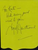 TV Film Nigel Hawthorne signed 5 x 4 album page. Hawthorne was an English actor. He is most known