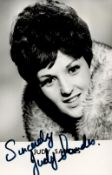 Music Judy Sandes signed 6x4 black and white photo. Signed in black marker pen. Good condition.