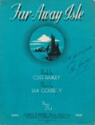TV Film Ian Gourlay signed Far Away Isle music score signed on cover miss spelling of name altered