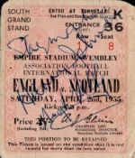Sport Football vintage multi signed ticket stub England v Scotland Empire Stadium Wembley 2nd