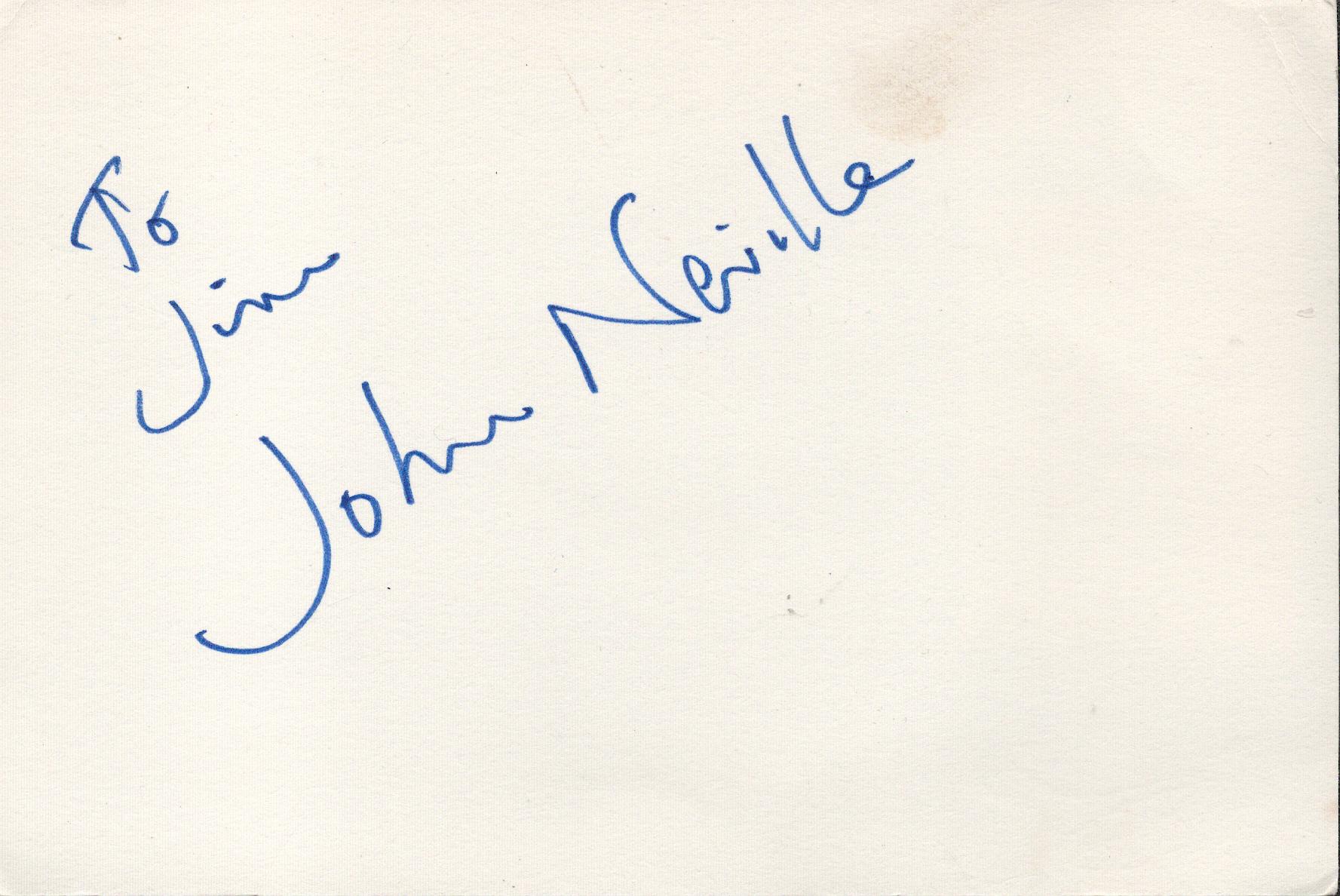 TV Film John Neville signed 6x4 album page dedicated. John Reginald Neville, CM, OBE (2 May 1925 -