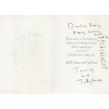 TV Film Jilly Cooper signed birthday card. English author. She began her career as a journalist