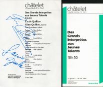 Music Louis Quilico and Gino Quilico signed cast sheet Theatre du Chatelet, Paris 19 May 1989.