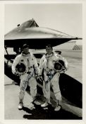 Aviation SR71 pilots James Sullivan and Noel Widdifield signed 7x5 black and white photo standing in