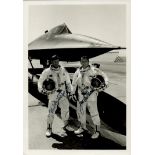 Aviation SR71 pilots James Sullivan and Noel Widdifield signed 7x5 black and white photo standing in