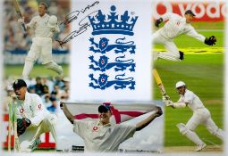 Sport Cricket Legend Alec Stewart Signed 17x12 England Colour Montage Photo. Signed in black