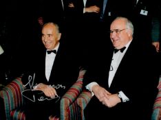 Politics Helmut Kohl and Shimon Peres signed 8x6 colour photo. Good condition. All autographs come