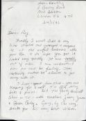 Historic Actress Helen Keating letter to Reg Kray dated 24th February 1996 interesting content in