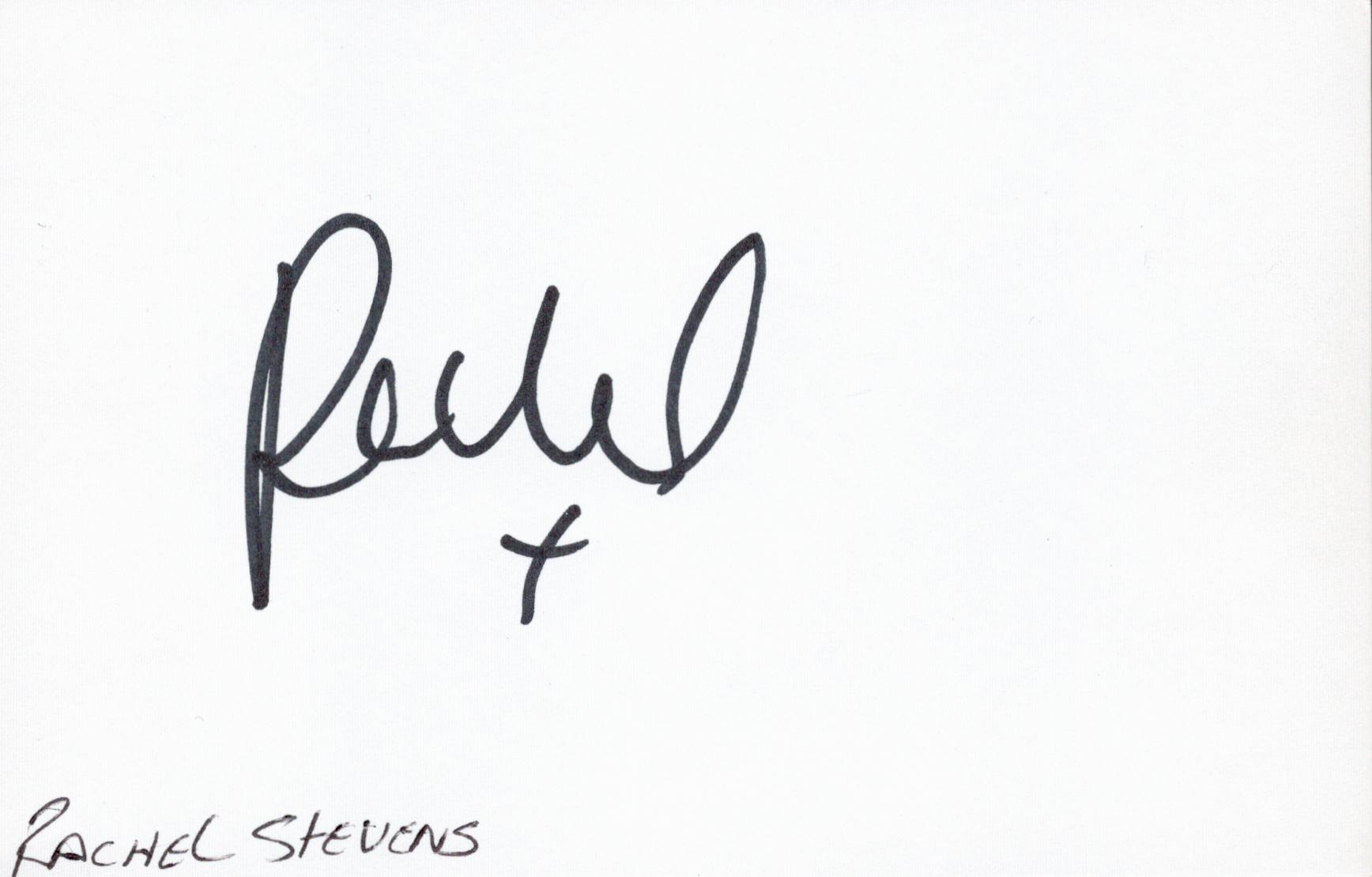 Music Rachel Stevens (S Club 7) signed signature card. Signed in black marker pen. Rachel Lauren