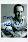 TV Film Legend Kevin Spacey Personally Signed 6x4 Black and White Photo. Signed in blue marker