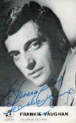 Music Frankie Vaughan signed 6x4 inch black and white photo. Vaughan CBE DL was an English singer