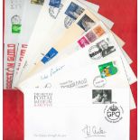 Collection of 30 Assorted FDCs, Mostly Signed, Some Postcards with Postmarks and Stamps. Covers