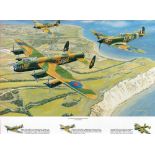 WW2 Aviation Artist Trevor Mitchell 16x12 Colour Print Titled the Battle of Britain Memorial Flight.